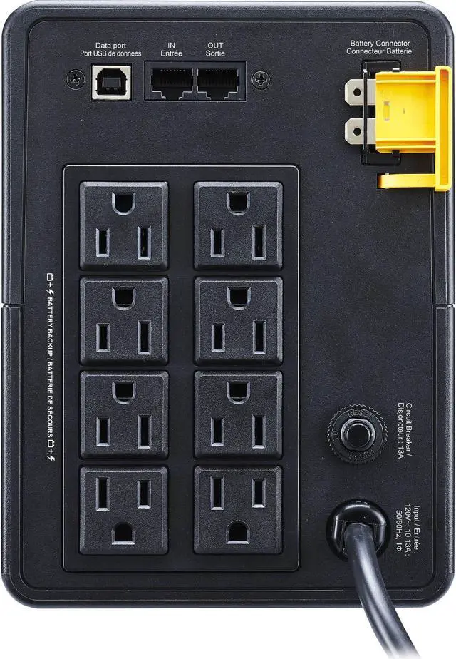 Alt view image 7 of 11 - APC BVK1200M2 Back UPS, 1200VA/650W, Tower, 120V, 8x NEMA 5-15R outlets, USB Type A + C Ports, User Replaceable Battery