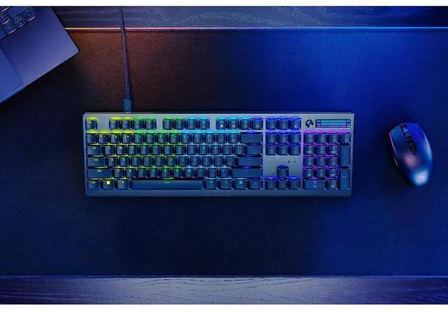 Alt view image 10 of 15 - Razer DeathStalker V2 Gaming Keyboard: Low-Profile Keys - Linear Red Optical Switches - Ultra-Durable Coated Keycaps - Durable Aluminum Top Plate - Multi-Function Roller and Media Button - Chroma RGB