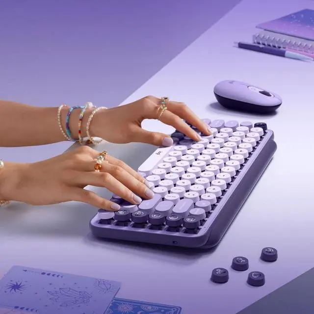 Alt view image 6 of 16 - Logitech POP Keys Wireless Mechanical Tenkeyless Keyboard Cosmos 920011233