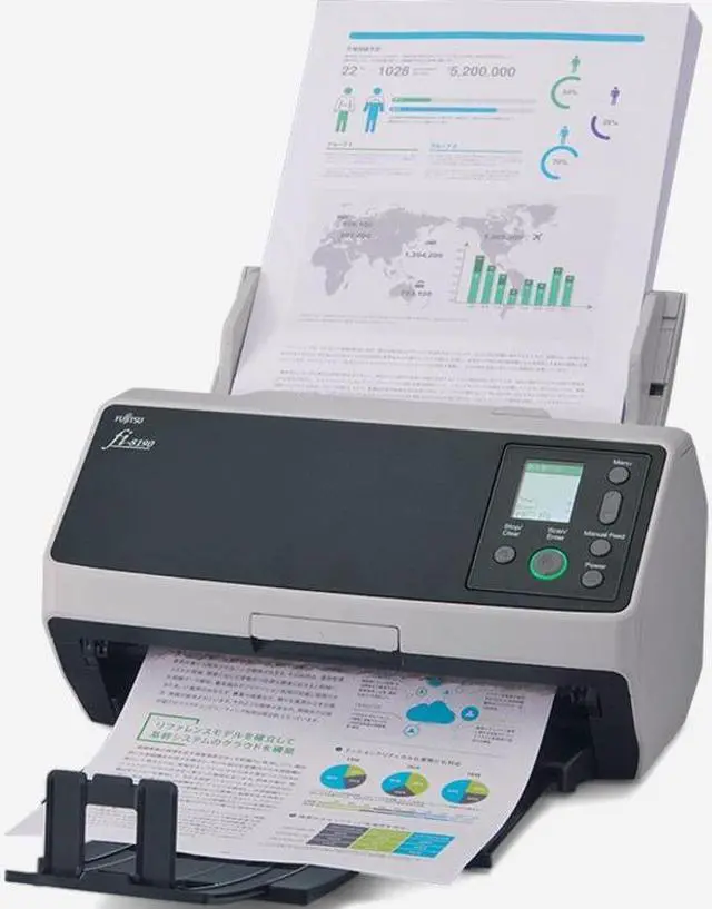 Alt view image 12 of 15 - Ricoh fi-8190 PA03810-B005 24 bit CIS x 2 (front x 1, back x 1) 600 dpi ADF (Automatic Document Feeder) / Manual Feed, Duplex Document Scanner