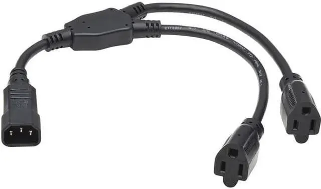 Main image of Tripp Lite Power Cord Y Splitter, C14 to 2x NEMA 5-15R - 13A, 125V, 16 AWG, 18 in. (46 cm), Black Splitter Cord - For Computer, PDU, Printer, Scanner, Server, UPS - 125 V AC13 A - Black - 1.50 ft Cord