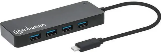 Main image of Manhattan 7-Port USB 3.2 Gen 1 Type-C Hub - for Tablet/Notebook/Desktop PC/Keyboard/Mouse/Flash Drive - USB Type C - 7 x USB Type-A Ports - USB Type-A - 1 x USB Type-C Ports - USB Type-C - Black - Wir