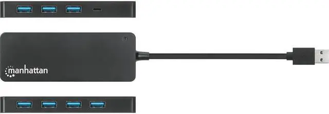 Alt view image 2 of 9 - Manhattan 7-Port USB 3.2 Gen 1 Type-A Hub - for Tablet/Notebook/Desktop PC/Keyboard/Mouse/Flash Drive - USB 3.2 (Gen 1) Type A - 7 x USB Ports - 7 x USB Type-A Ports - USB Type-A - Black - Wired - Win