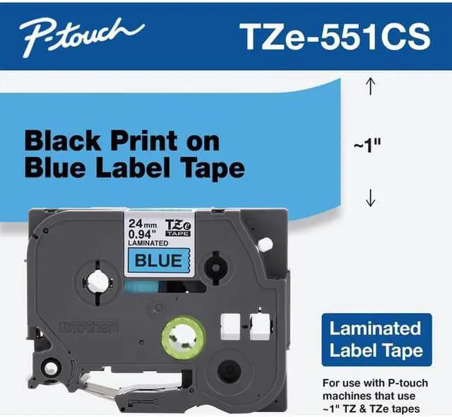 Alt view image 8 of 14 - 24MM BLACK TEXT ON BLUE LABEL TAPE