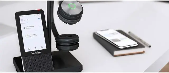 Alt view image 9 of 16 - Yealink WH66 Mono Teams 4.0 inch (480 x 800) capacitive touch screen Yealink Acoustic Shield Technology 2-ports USB 3.0 hub Wireless mobile phone charger Crystal speakerphone Supports busylight Teams