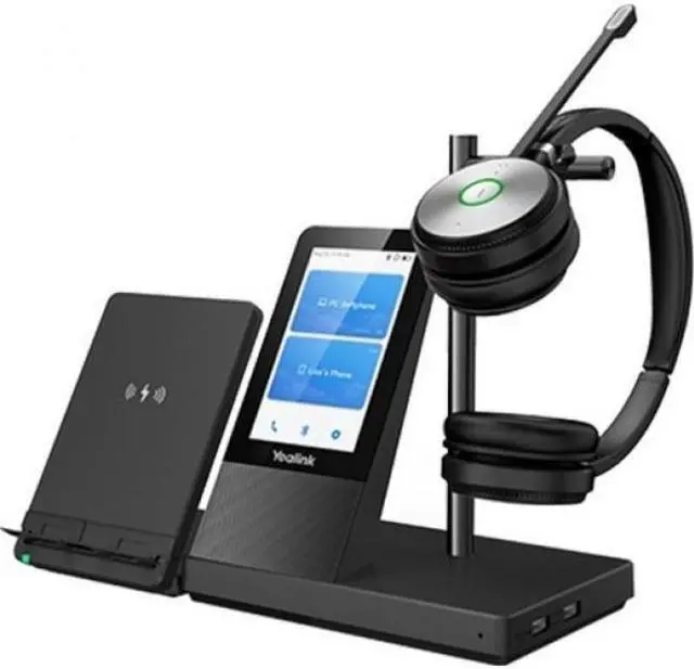 Alt view image 13 of 16 - Yealink WH66 Mono Teams 4.0 inch (480 x 800) capacitive touch screen Yealink Acoustic Shield Technology 2-ports USB 3.0 hub Wireless mobile phone charger Crystal speakerphone Supports busylight Teams