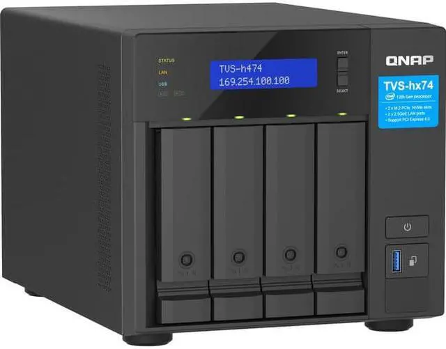 Alt view image 6 of 15 - QNAP TVS-h474-PT-8G-US 4 Bay High-Speed Desktop NAS with Intel® Pentium® Gold 2-core CPU, 8GB DDR4 Memory, 2.5 GbE Networking and PCIe Gen 4 expandability (Diskless) (TVS-h474-PT-8G-US)