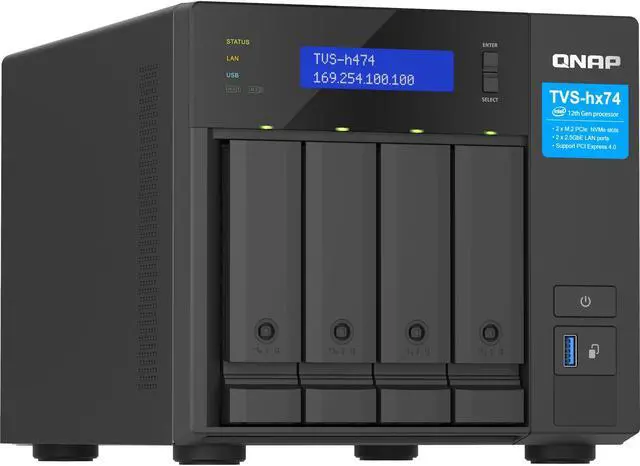 Alt view image 10 of 15 - QNAP TVS-h474-PT-8G-US 4 Bay High-Speed Desktop NAS with Intel® Pentium® Gold 2-core CPU, 8GB DDR4 Memory, 2.5 GbE Networking and PCIe Gen 4 expandability (Diskless) (TVS-h474-PT-8G-US)