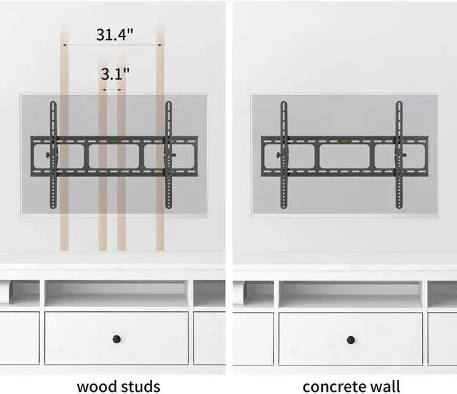 Alt view image 13 of 16 - Heavy Duty Low Profile Tilting Flat Panel Wall Mount, Max Panel Weight 60kg Designed for Most of 40-100 inch LED, LCD, OLED Flat Panels, Supports up to VESA 800x500mm BIGASSMOUNT60T Amer Mounts