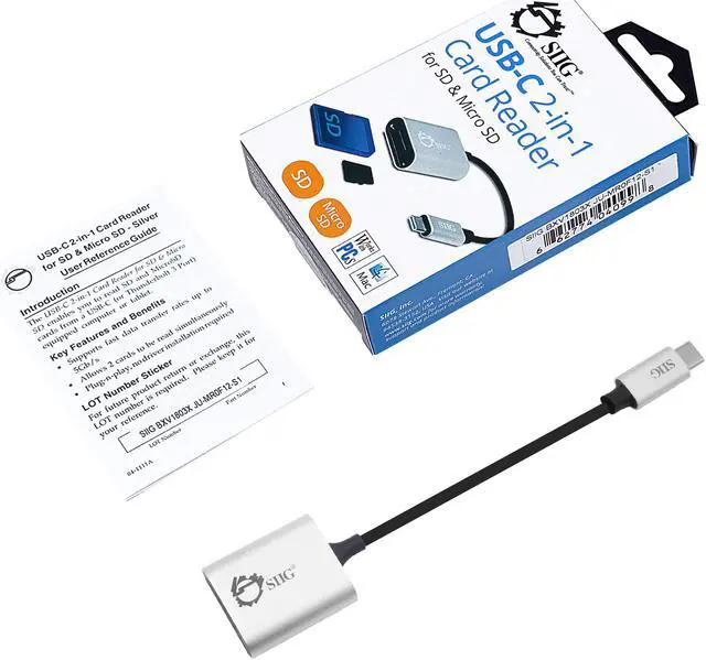 Alt view image 8 of 13 - SIIG JU-MR0F12-S1 Usb-C 2-In-1 Card Reader - Card Reader - 2 In 1 (Multi-Format) - Usb 3.0
