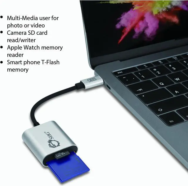 Alt view image 13 of 13 - SIIG JU-MR0F12-S1 Usb-C 2-In-1 Card Reader - Card Reader - 2 In 1 (Multi-Format) - Usb 3.0