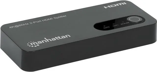 Alt view image 3 of 15 - Manhattan 4K@60Hz 2-Port HDMI Splitter with Downscaling - 3840 ? 2160 - 600 MHzMaximum Video Bandwidth - 1 x HDMI In - 2 x HDMI Out - Plastic