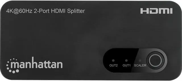 Alt view image 5 of 15 - Manhattan 4K@60Hz 2-Port HDMI Splitter with Downscaling - 3840 ? 2160 - 600 MHzMaximum Video Bandwidth - 1 x HDMI In - 2 x HDMI Out - Plastic