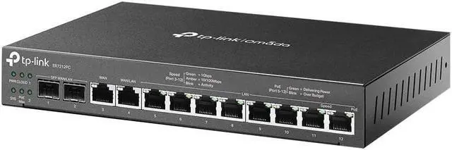 Alt view image 5 of 18 - TP-Link ER7212PC | Omada Router, PoE Switch & Controller 3-in-1 Gigabit VPN Router | Up to 4 WAN | 8 PoE+ LAN Port @ 110W | Fanless | Easy Installation | Load Balance