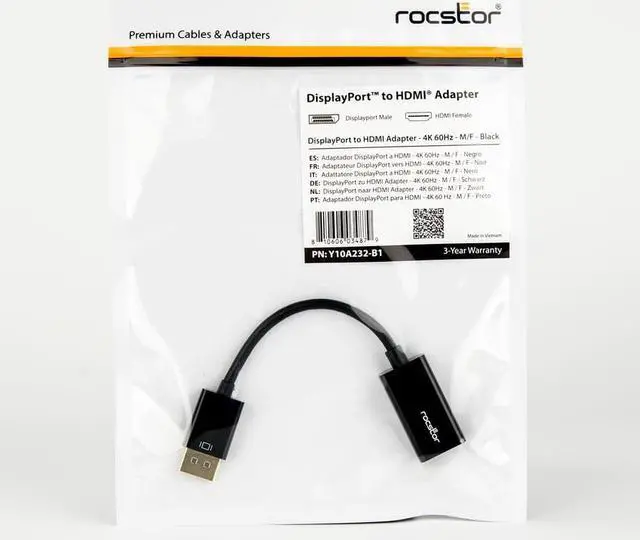 Alt view image 10 of 11 - Rocstor DisplayPort to HDMI Adapter 4K DP to HDMI Converter UHD 4K 60Hz Y10A232B1
