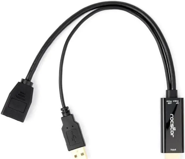 Alt view image 5 of 8 - Rocstor HDMI to DisplayPort 4K@30Hz Adapter M/F Black Y10A234B1