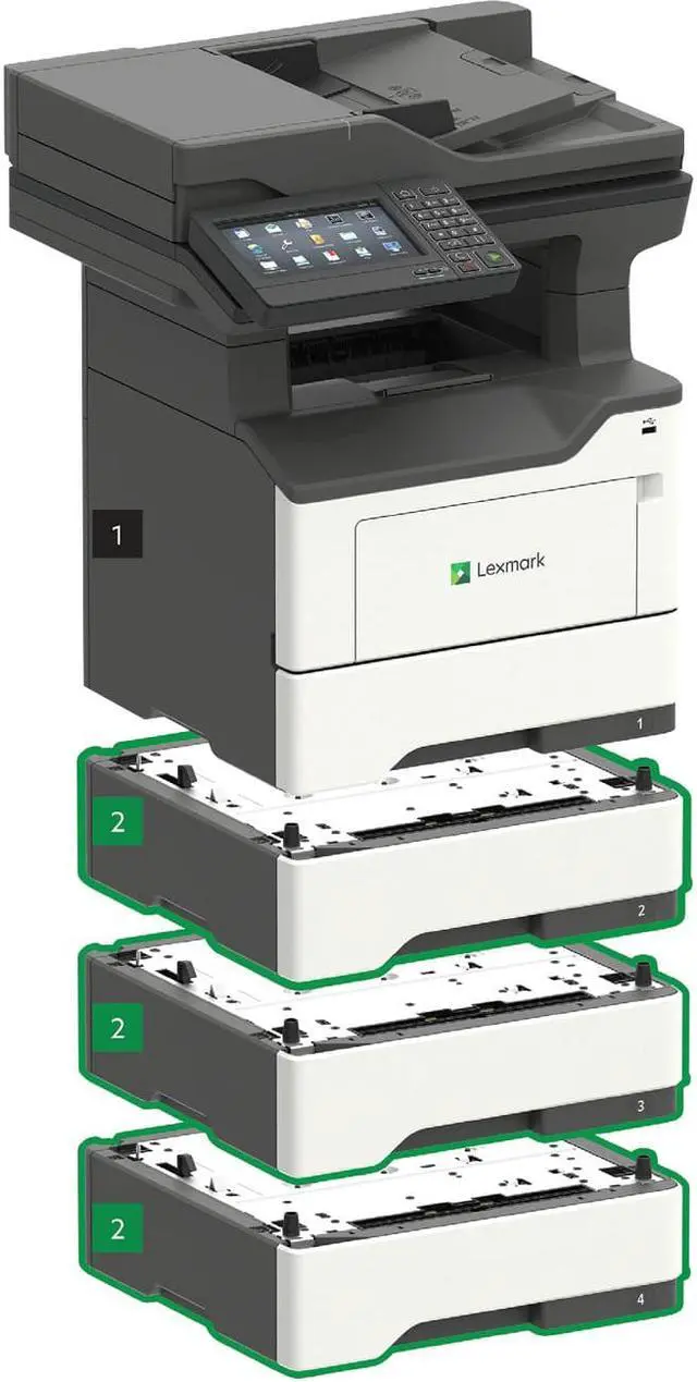 Alt view image 9 of 12 - Lexmark MX620 MX622ade Laser Multifunction Printer - Monochrome - Plain Paper Print - Desktop