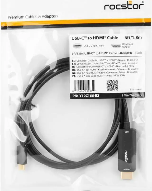 Alt view image 7 of 14 - ROCSTOR 6FT USB-C TO HDMI M/M CABLE SUPPORTS UP TO 4K 60HZ - WHITE