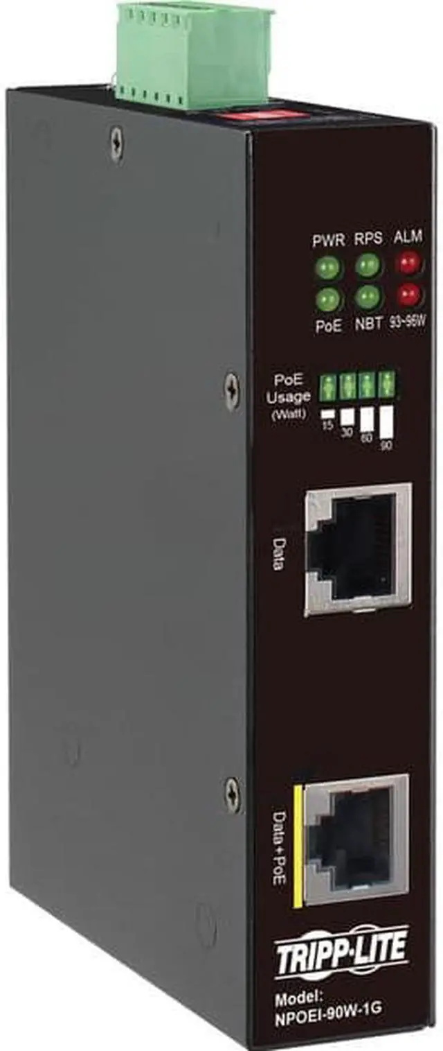 Alt view image 11 of 11 - Tripp Lite Gigabit Ethernet PoE Injector Industrial 90W PoE++ 1-Port NPOEI90W1G