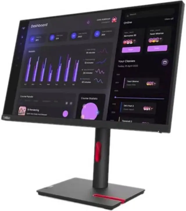 Alt view image 4 of 20 - Lenovo ThinkVision T24i-30 23.8" Full HD LCD Monitor - 16:9 - Raven Black - 24" Class - In-plane Switching (IPS) Technology - 1920 x 1080 - 16.7 Million Colors - 250 Nit - 4 ms - 60 Hz Refre