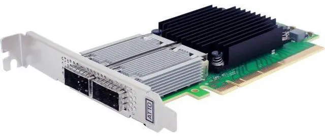 Alt view image 3 of 3 - ATTO 100Gigabit Ethernet Card PCIe 3.0x16, 2 Ports, Optical Fiber FFRM-N312-000