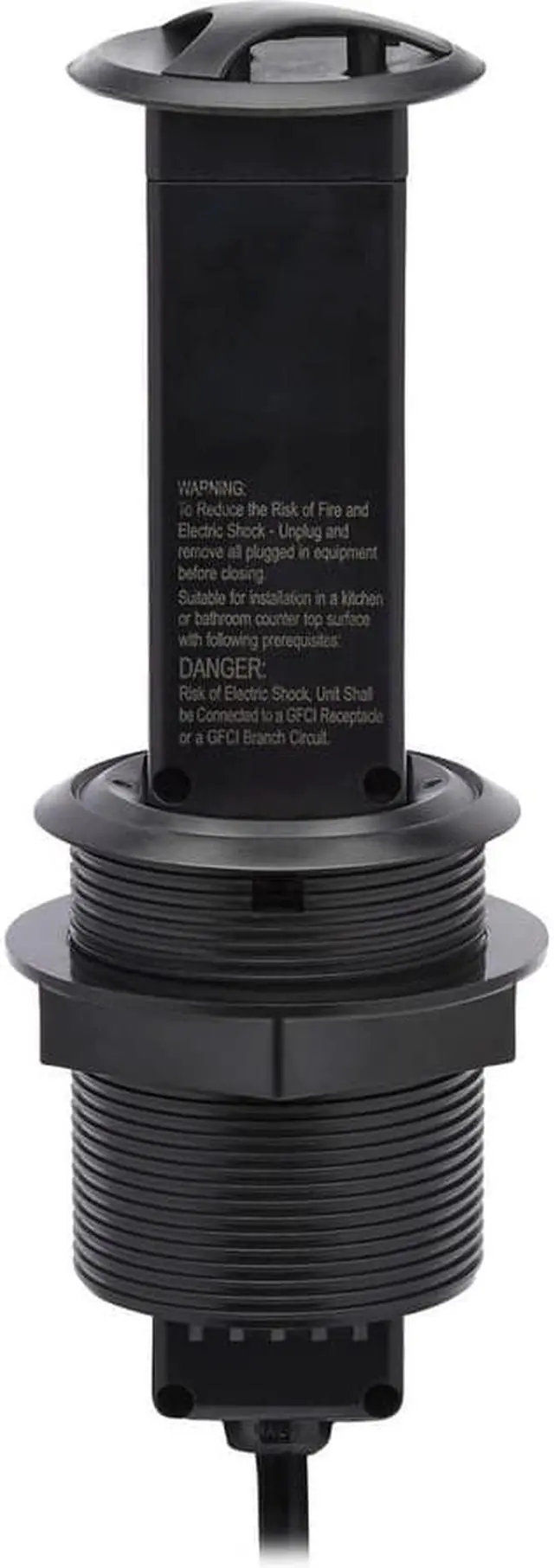 Alt view image 9 of 17 - Tripp Lite Power It! 2-Outlet Pop-Up Power and Charging Dock - 2x USB-A, 6 ft. Cord, Antimicrobial Protection, Black - NEMA 5-15P - 2 x NEMA 5-15R, 2 x USB Type A - 120 V AC Voltage - Desk Mountable -