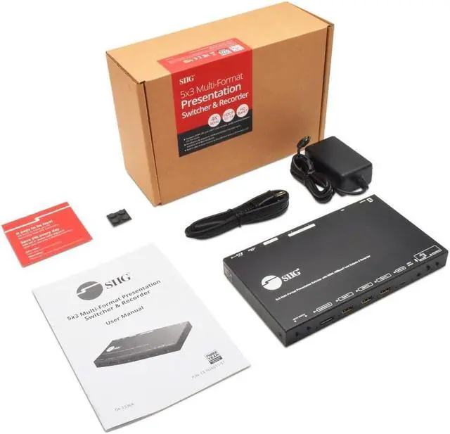 Alt view image 6 of 11 - SIIG 5x3 Multi-Format 4K 60Hz Presentation Switcher and Recorder CE-H26S11-S1 Brown Box