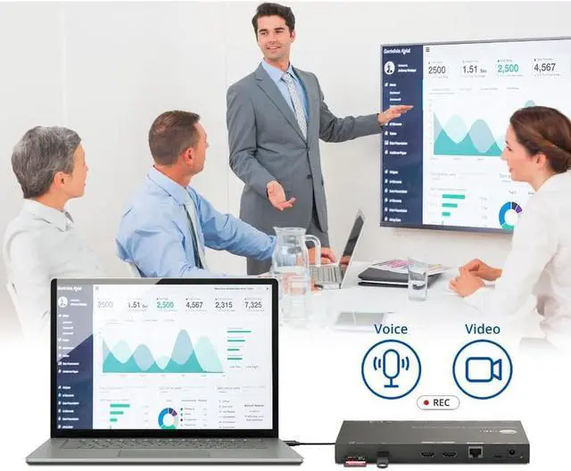 Alt view image 7 of 11 - SIIG 5x3 Multi-Format 4K 60Hz Presentation Switcher and Recorder CE-H26S11-S1 Brown Box