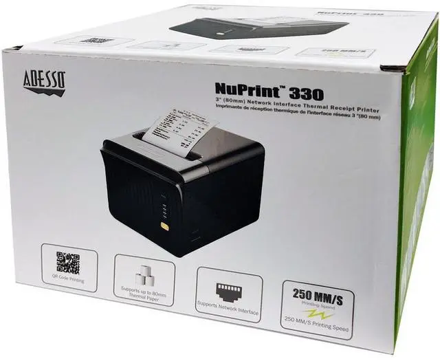 Alt view image 13 of 16 - Adesso NuPrint 330 Desktop Direct Thermal Receipt Printer Monochrome Black