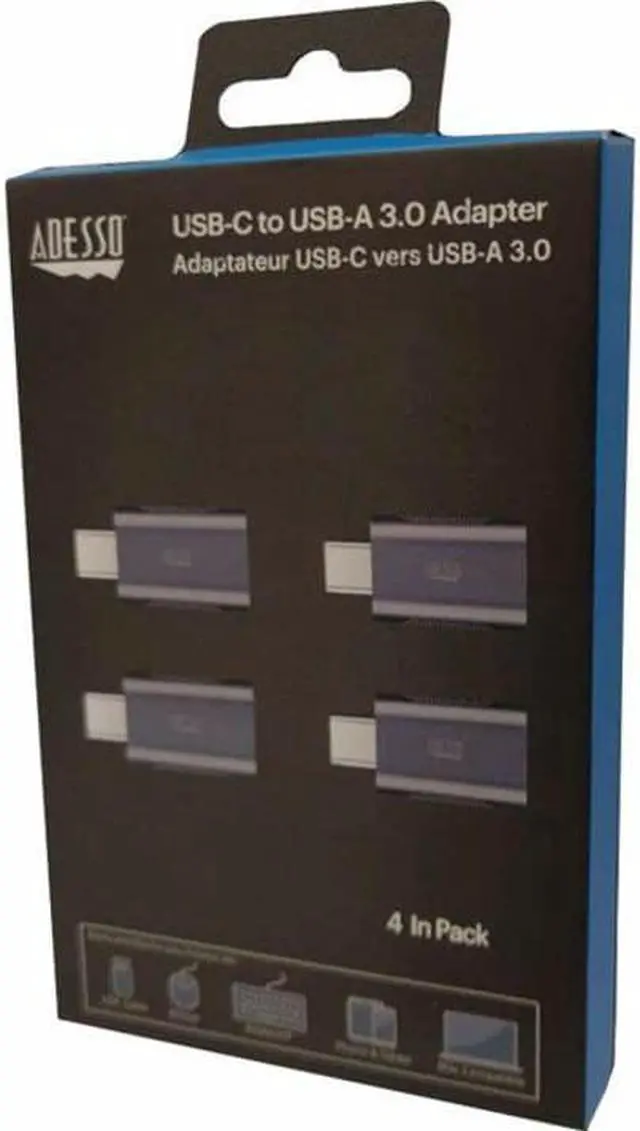 Alt view image 9 of 14 - Adesso ADP-300 On The Go USB A to USB C Adapter ADP-300-4