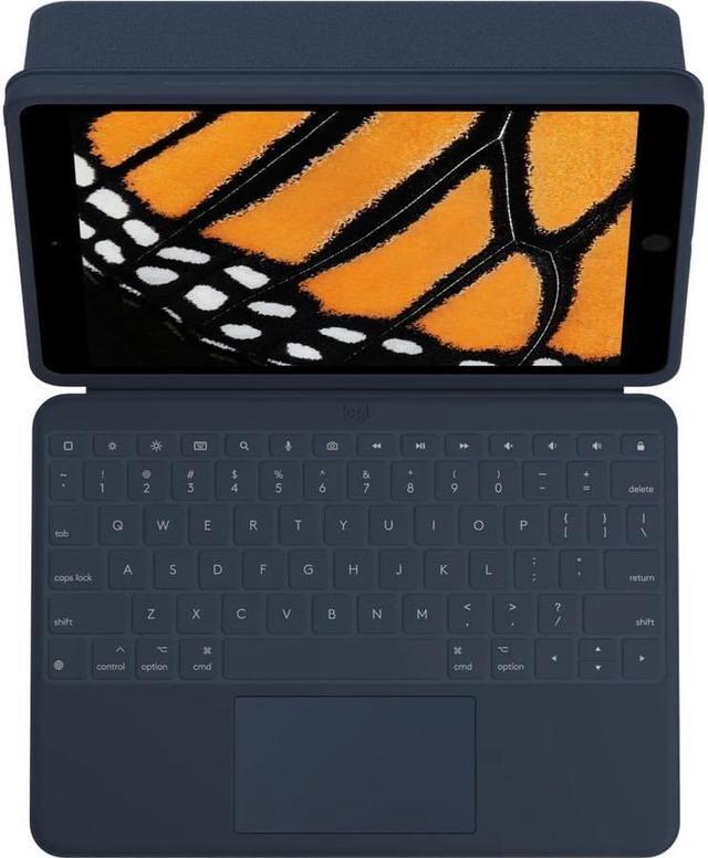 Alt view image 2 of 9 - Logitech Rugged Combo 3 Rugged Keyboard/Cover Case Apple iPad (8th Generation), iPad (7th Generation) Tablet - Blue - Pry Resistant, Drop Resistant, Scratch Resistant, Vibration Resistant, Dirt Resist