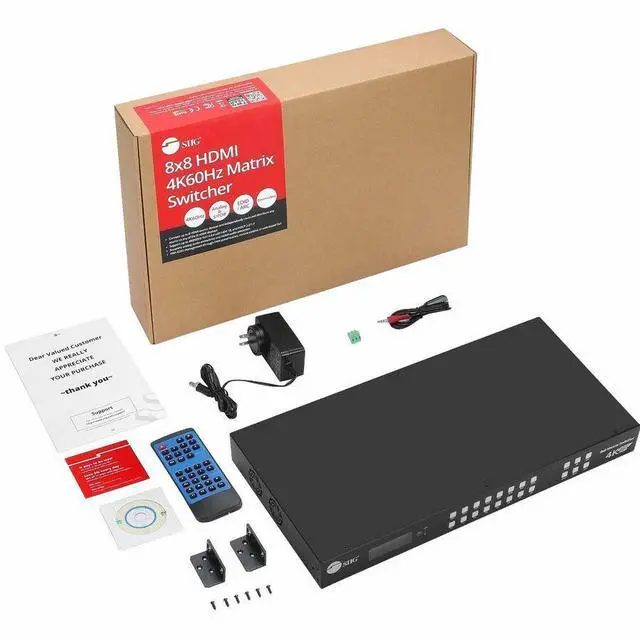 Main image of SIIG 8x8 HDMI 4K60Hz Matrix Switcher with LCD 18Gbps Downscaling EDID Management ARC Audio Embedded/Extraction 
Bulk Pack