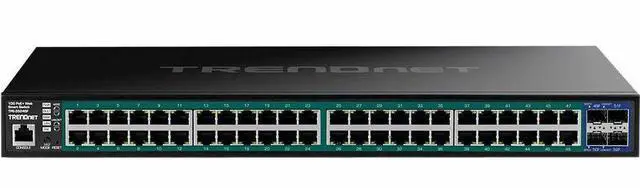 Alt view image 8 of 20 - TRENDnet 52-Port Gigabit Web Smart PoE+ Switch with 10G SFP+ Ports, TPE-3524S, 48 x Gigabit PoE+ Ports, 4 x 10G SFP+ Ports, 410W PoE Power Budget, Lifetime Protection, Black