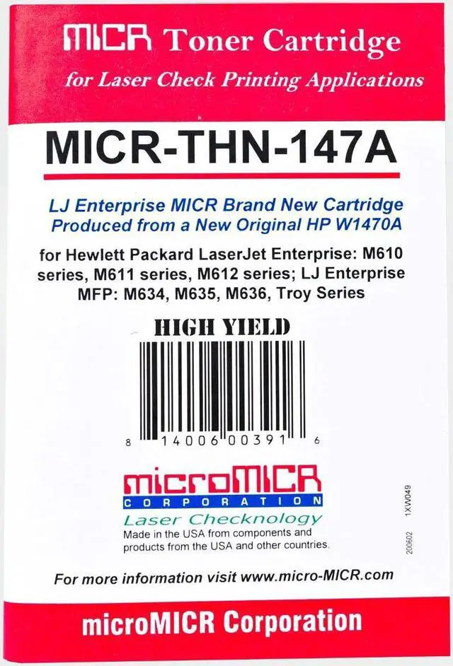 Alt view image 7 of 8 - OEM MICR FOR HP W1470A