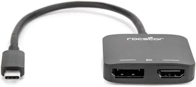 Alt view image 6 of 8 - Rocstor Premium USB C to HDMI 2.0 or DisplayPort 1.4a Adapter MST Mode Y10A268B1