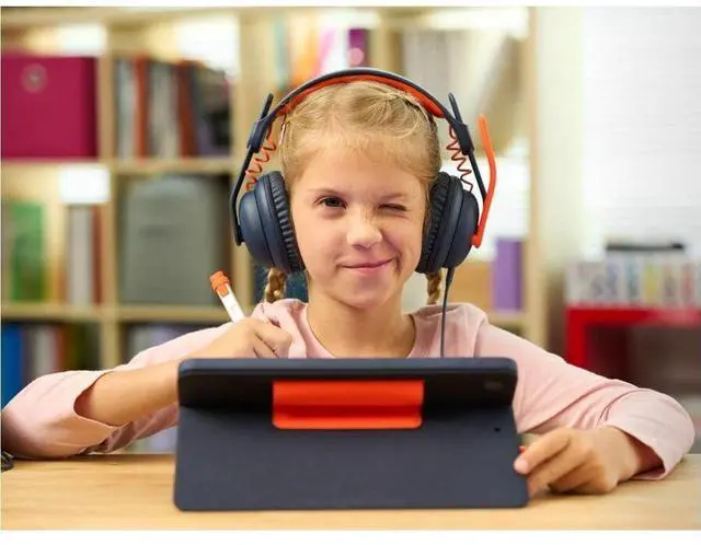 Alt view image 6 of 14 - Logitech Zone Learn Headset - Stereo - Mini-phone (3.5mm) - Wired - On-ear - Binaural - Circumaural - 4.30 ft Cable - Noise Canceling - Classic Blue