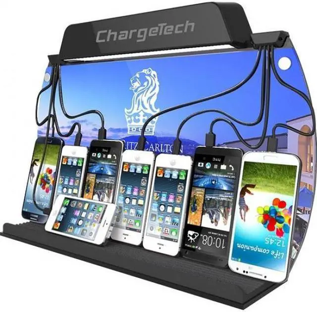 Alt view image 7 of 10 - CHARGETECH WALL MOUNT/TABLE TOP CHARGING STATION. INCL. 8 BRAIDED CABLES - 3 APP