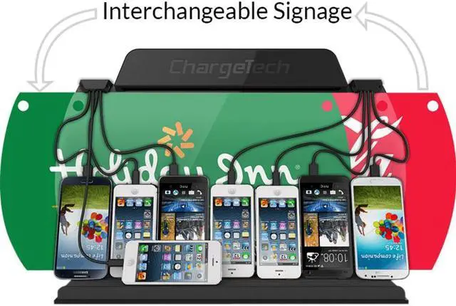 Alt view image 9 of 10 - CHARGETECH WALL MOUNT/TABLE TOP CHARGING STATION. INCL. 8 BRAIDED CABLES - 3 APP