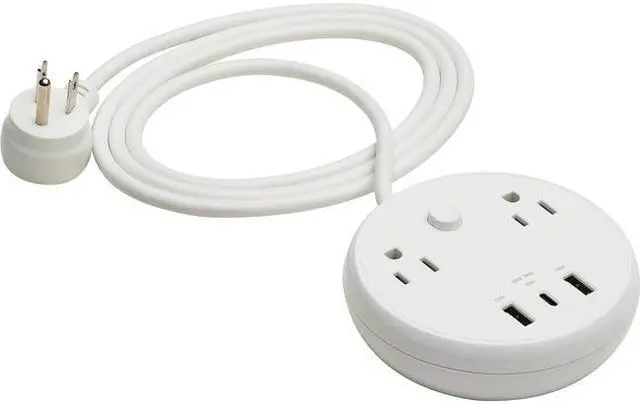 Main image of Eaton Tripp Lite Series Safe-IT 30W 2-Outlet Surge Protector 5-15R Outlets, 3 USB Ports, 6 ft. 1.8 m Cord, 300 Joules, Antimicrobial Protection, White
