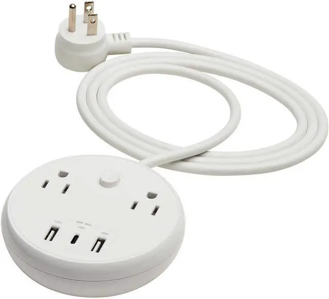 Alt view image 4 of 8 - Eaton Tripp Lite Series Safe-IT 30W 2-Outlet Surge Protector 5-15R Outlets, 3 USB Ports, 6 ft. 1.8 m Cord, 300 Joules, Antimicrobial Protection, White