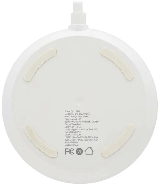 Alt view image 7 of 10 - Tripp Lite Safe-IT 57W 2-Outlet Surge Protector - 5-15R Outlets, 3 USB Ports, 8 ft. (2.4 m) Cord, 300 Joules, Antimicrobial Protection, TLP28PD57WCAM