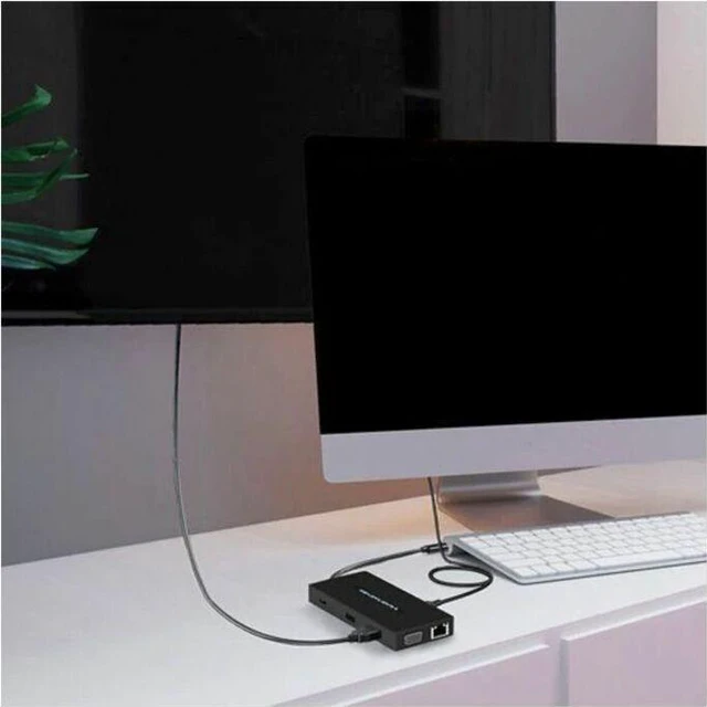 Alt view image 3 of 8 - Aluratek USB Type-C 100W PD Multimedia Hub and Card Reader with HDMI/VGA - for Hard Drive/Monitor/TV/Projector - Memory Card Reader - microSD, SD - USB Type C - 4K, Full HD - 3840 x 2160, 1920 x 1080
