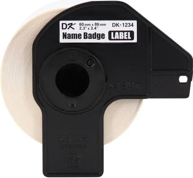 Alt view image 14 of 19 - Brother DK-1234 Adhesive Name Badge Paper Labels 3-4/10" x 2-3/10" Black on White 260 Labels/Roll 3 Rolls/Box (DK-12343PK)