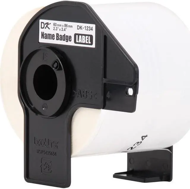 Alt view image 19 of 19 - Brother DK-1234 Adhesive Name Badge Paper Labels 3-4/10" x 2-3/10" Black on White 260 Labels/Roll 3 Rolls/Box (DK-12343PK)