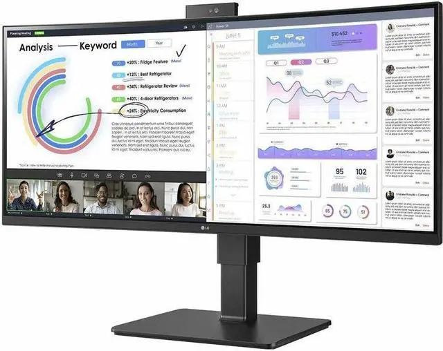 Alt view image 4 of 10 - LG Ultrawide 34BQ77QC-B 34" Webcam WQHD Curved Screen LCD Monitor