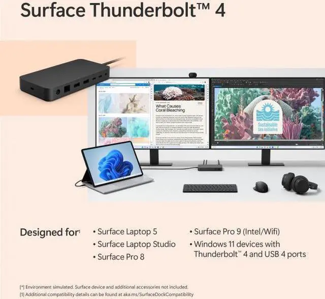 Alt view image 10 of 20 - Microsoft Surface Thunderbolt 4 Docking Station - Black (T8H-00001)
