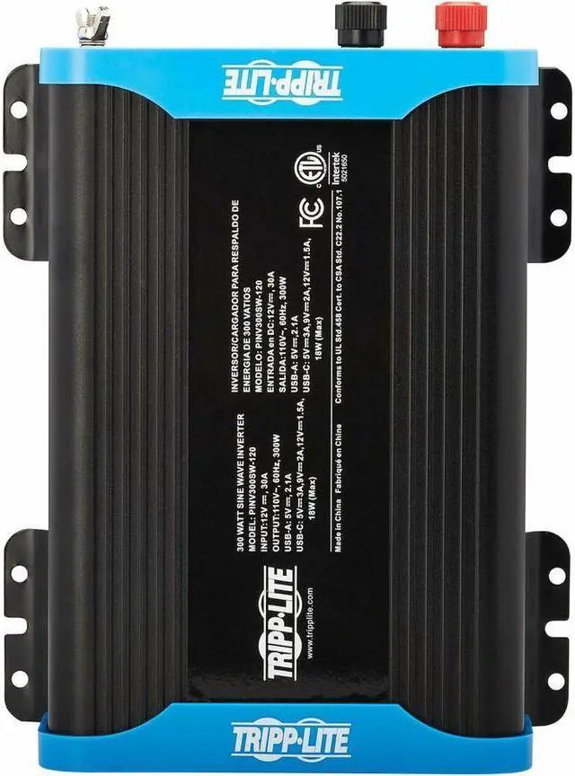 Alt view image 6 of 9 - Tripp Lite 300W Compact Power Inverter - 2x 5-15R, USB Charging, Pure Sine Wave