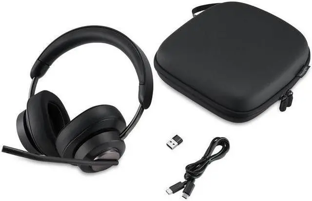 Alt view image 5 of 20 - Kensington H3000 98.4 ft Bluetooth Over-Ear Headset Google Assistant Siri Stereo USB Type C Wireless Bluetooth Black