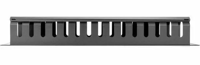Alt view image 2 of 9 - 2U Horizontal Finger Duct Rack Cable Management Panel with Cover - Cable Management Panel - Black - 1 - 2U Rack Height - 19" Panel Width - Plastic, Steel