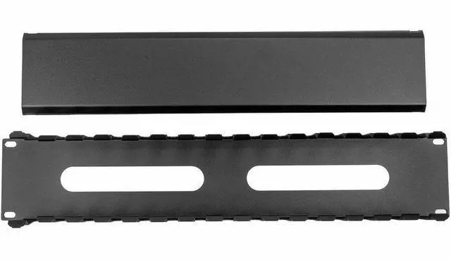 Alt view image 7 of 9 - 2U Horizontal Finger Duct Rack Cable Management Panel with Cover - Cable Management Panel - Black - 1 - 2U Rack Height - 19" Panel Width - Plastic, Steel
